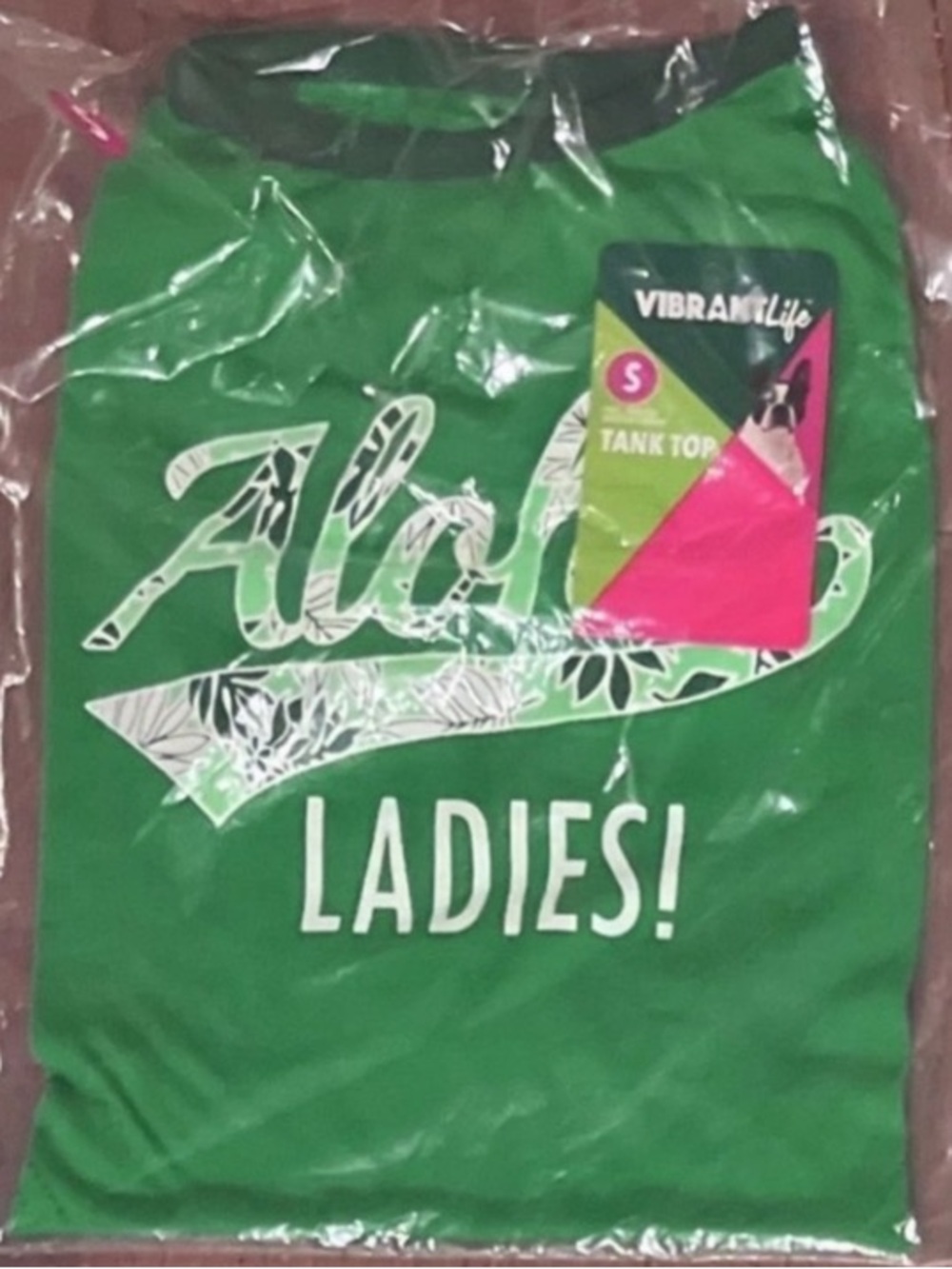 NWT Vibrant Life "Aloha Ladies" Dog Tank Top Green Floral Size XS, S or M - Picture 5 of 7